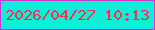 文字の大きさ：1、枠の色：d733d8、背景の色：00f5d8、文字の色：ff2c54 無料ブログパーツのブログ時計