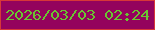 文字の大きさ：2、枠の色：d73838、背景の色：94035d、文字の色：69c531 無料ブログパーツのブログ時計