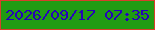 文字の大きさ：2、枠の色：d73f2b、背景の色：219c13、文字の色：2603b9 無料ブログパーツのブログ時計