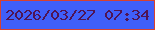 文字の大きさ：1、枠の色：d7412f、背景の色：3f5ff9、文字の色：4f1454 無料ブログパーツのブログ時計