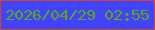 文字の大きさ：5、枠の色：d7431b、背景の色：4143ff、文字の色：5fa90e 無料ブログパーツのブログ時計