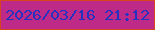 文字の大きさ：3、枠の色：d7451e、背景の色：bd2a87、文字の色：2731c0 無料ブログパーツのブログ時計