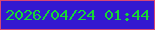 文字の大きさ：2、枠の色：d74675、背景の色：3418d0、文字の色：16d835 無料ブログパーツのブログ時計
