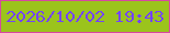 文字の大きさ：5、枠の色：d749a0、背景の色：9bc41c、文字の色：7444fc 無料ブログパーツのブログ時計