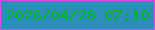文字の大きさ：5、枠の色：d74af3、背景の色：2e8eba、文字の色：00b71f 無料ブログパーツのブログ時計