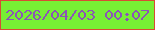 文字の大きさ：3、枠の色：d74c33、背景の色：77ef34、文字の色：8b54b7 無料ブログパーツのブログ時計