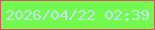 文字の大きさ：3、枠の色：d75368、背景の色：73fa4e、文字の色：c6e0ef 無料ブログパーツのブログ時計