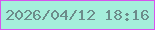 文字の大きさ：2、枠の色：d753ed、背景の色：a5eedb、文字の色：6c8c8a 無料ブログパーツのブログ時計