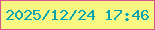 文字の大きさ：1、枠の色：d7558c、背景の色：f9f784、文字の色：03a4b0 無料ブログパーツのブログ時計