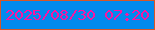 文字の大きさ：2、枠の色：d75627、背景の色：028aed、文字の色：f816a3 無料ブログパーツのブログ時計