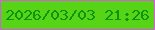 文字の大きさ：4、枠の色：d75ae1、背景の色：57d416、文字の色：0c940f 無料ブログパーツのブログ時計