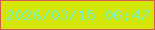 文字の大きさ：3、枠の色：d75c4f、背景の色：d4e605、文字の色：7ff5ba 無料ブログパーツのブログ時計