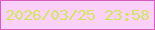 文字の大きさ：5、枠の色：d75cc5、背景の色：fad2f9、文字の色：d1e75e 無料ブログパーツのブログ時計