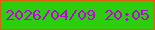 文字の大きさ：1、枠の色：d76116、背景の色：2cce0c、文字の色：bb00d8 無料ブログパーツのブログ時計