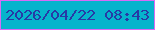 文字の大きさ：1、枠の色：d76bf6、背景の色：06b4cc、文字の色：273aa6 無料ブログパーツのブログ時計