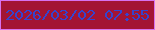 文字の大きさ：1、枠の色：d772ef、背景の色：a31434、文字の色：3544cf 無料ブログパーツのブログ時計