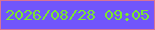 文字の大きさ：3、枠の色：d77396、背景の色：7156fc、文字の色：7ae531 無料ブログパーツのブログ時計