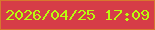 文字の大きさ：1、枠の色：d7772e、背景の色：d63c47、文字の色：b9fb0f 無料ブログパーツのブログ時計