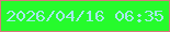 文字の大きさ：5、枠の色：d7777c、背景の色：26fb2c、文字の色：a6e9ef 無料ブログパーツのブログ時計