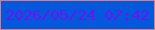 文字の大きさ：4、枠の色：d77c89、背景の色：0358db、文字の色：6914f2 無料ブログパーツのブログ時計