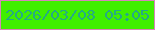 文字の大きさ：4、枠の色：d784bb、背景の色：40ef00、文字の色：25aa85 無料ブログパーツのブログ時計
