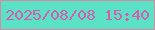 文字の大きさ：5、枠の色：d789a2、背景の色：5be2c6、文字の色：d25eae 無料ブログパーツのブログ時計