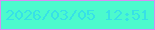 文字の大きさ：5、枠の色：d78ef3、背景の色：4cfacd、文字の色：37e1e6 無料ブログパーツのブログ時計