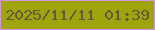 文字の大きさ：5、枠の色：d794e2、背景の色：9fa40d、文字の色：605b3d 無料ブログパーツのブログ時計