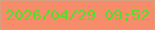 文字の大きさ：4、枠の色：d79e82、背景の色：f68c6a、文字の色：52e026 無料ブログパーツのブログ時計