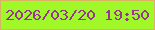 文字の大きさ：2、枠の色：d7b362、背景の色：a0f828、文字の色：993694 無料ブログパーツのブログ時計