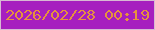 文字の大きさ：3、枠の色：d7b9d3、背景の色：a61fbf、文字の色：e6923d 無料ブログパーツのブログ時計