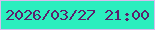 文字の大きさ：1、枠の色：d7bdee、背景の色：2beebe、文字の色：5c1f6d 無料ブログパーツのブログ時計