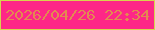 文字の大きさ：5、枠の色：d7d44e、背景の色：fe2787、文字の色：e28a50 無料ブログパーツのブログ時計