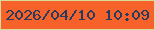 文字の大きさ：4、枠の色：d7dc9a、背景の色：f7612a、文字の色：253c5e 無料ブログパーツのブログ時計