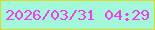 文字の大きさ：1、枠の色：d7dd23、背景の色：a3f7db、文字の色：f03ded 無料ブログパーツのブログ時計