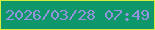 文字の大きさ：1、枠の色：d7ed3e、背景の色：0e976b、文字の色：9394dd 無料ブログパーツのブログ時計