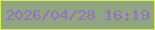 文字の大きさ：3、枠の色：d7ed50、背景の色：90a680、文字の色：976cc9 無料ブログパーツのブログ時計