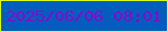文字の大きさ：3、枠の色：d7fc1b、背景の色：025dbe、文字の色：860acb 無料ブログパーツのブログ時計