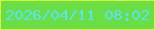 文字の大きさ：4、枠の色：d7fd39、背景の色：6bdd45、文字の色：57e4f9 無料ブログパーツのブログ時計