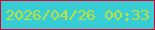 文字の大きさ：4、枠の色：d80132、背景の色：37cdd4、文字の色：c2e03c 無料ブログパーツのブログ時計