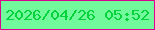 文字の大きさ：4、枠の色：d8028e、背景の色：72f99c、文字の色：05d23a 無料ブログパーツのブログ時計