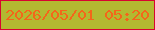 文字の大きさ：5、枠の色：d80430、背景の色：b3b931、文字の色：f4661a 無料ブログパーツのブログ時計
