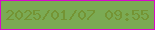 文字の大きさ：4、枠の色：d809ca、背景の色：7baa54、文字の色：749434 無料ブログパーツのブログ時計