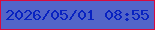 文字の大きさ：1、枠の色：d80b3e、背景の色：5265c9、文字の色：0822c1 無料ブログパーツのブログ時計