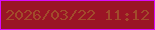 文字の大きさ：4、枠の色：d80bf9、背景の色：9a1525、文字の色：a14b2b 無料ブログパーツのブログ時計