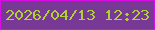 文字の大きさ：2、枠の色：d80de3、背景の色：773896、文字の色：afd137 無料ブログパーツのブログ時計