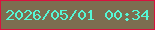 文字の大きさ：2、枠の色：d8123e、背景の色：7d6d50、文字の色：55f7d5 無料ブログパーツのブログ時計