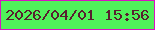 文字の大きさ：3、枠の色：d813c2、背景の色：50f25a、文字の色：58202f 無料ブログパーツのブログ時計
