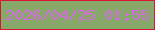 文字の大きさ：5、枠の色：d81533、背景の色：87a869、文字の色：d76ae4 無料ブログパーツのブログ時計