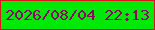 文字の大きさ：5、枠の色：d8161e、背景の色：00e806、文字の色：8d0469 無料ブログパーツのブログ時計